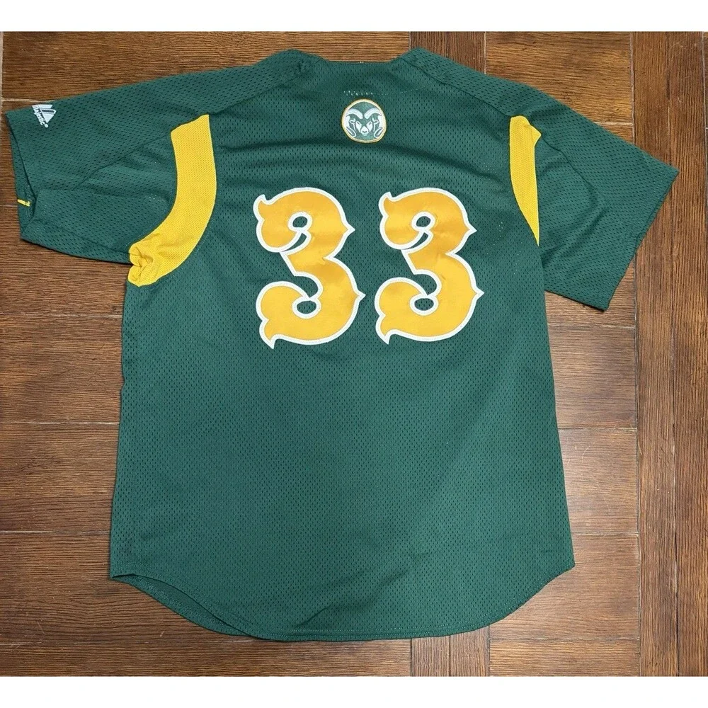 Vintage Majestic Men’s Size L Colorado state Rams Green Baseball Jersey